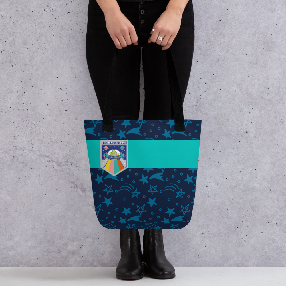 【Free Shipping】3 handle colors | Little Cactus Go to Space | Tote bag