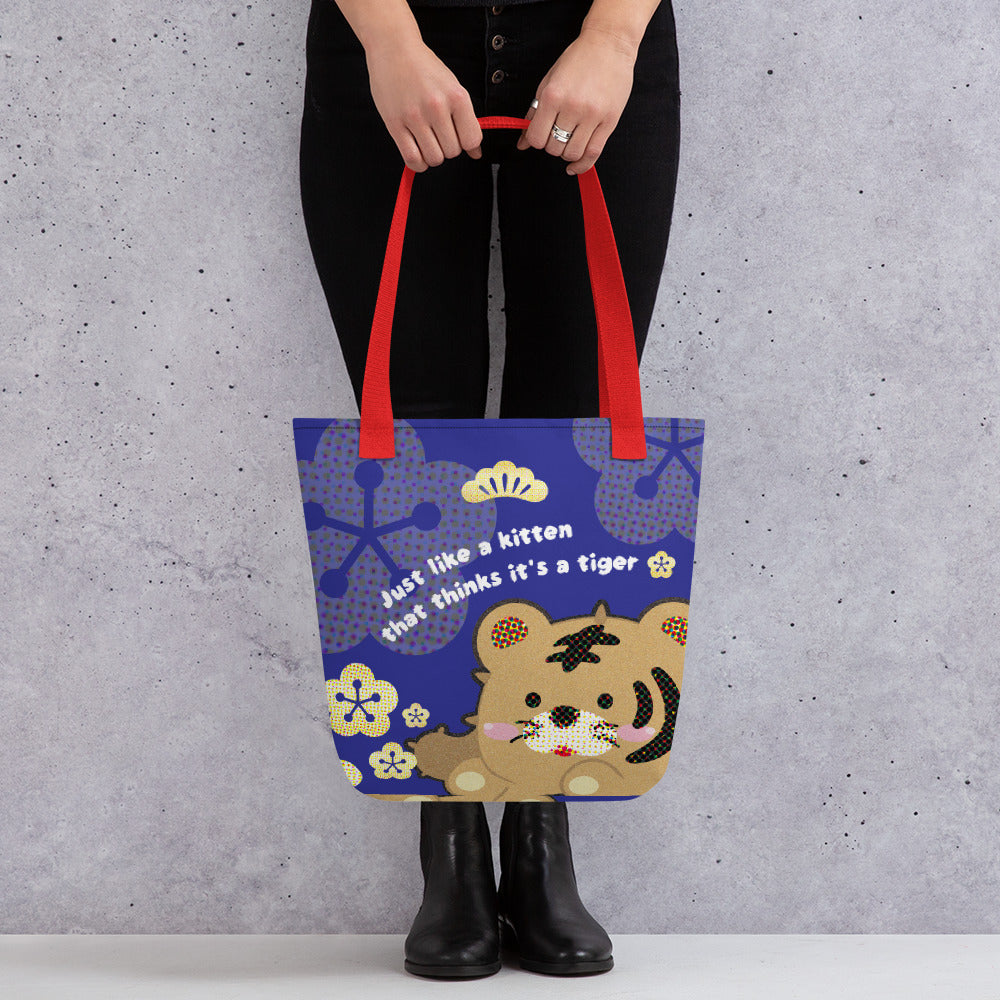 【Free Shipping】3款手柄顏色 | Tiger As Kitten Blue | 手提袋 Tote bag