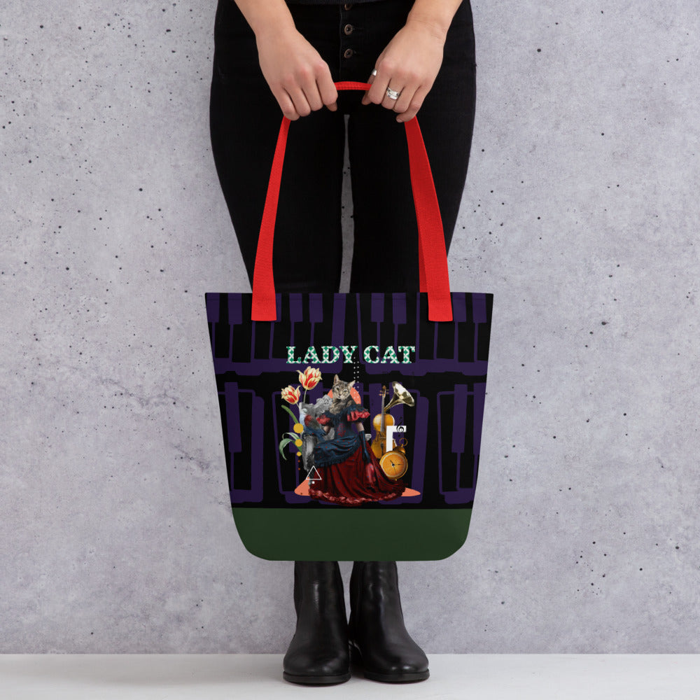 【Free Shipping】3款手柄顏色 | Music Cat Lady | 手提袋 Tote bag