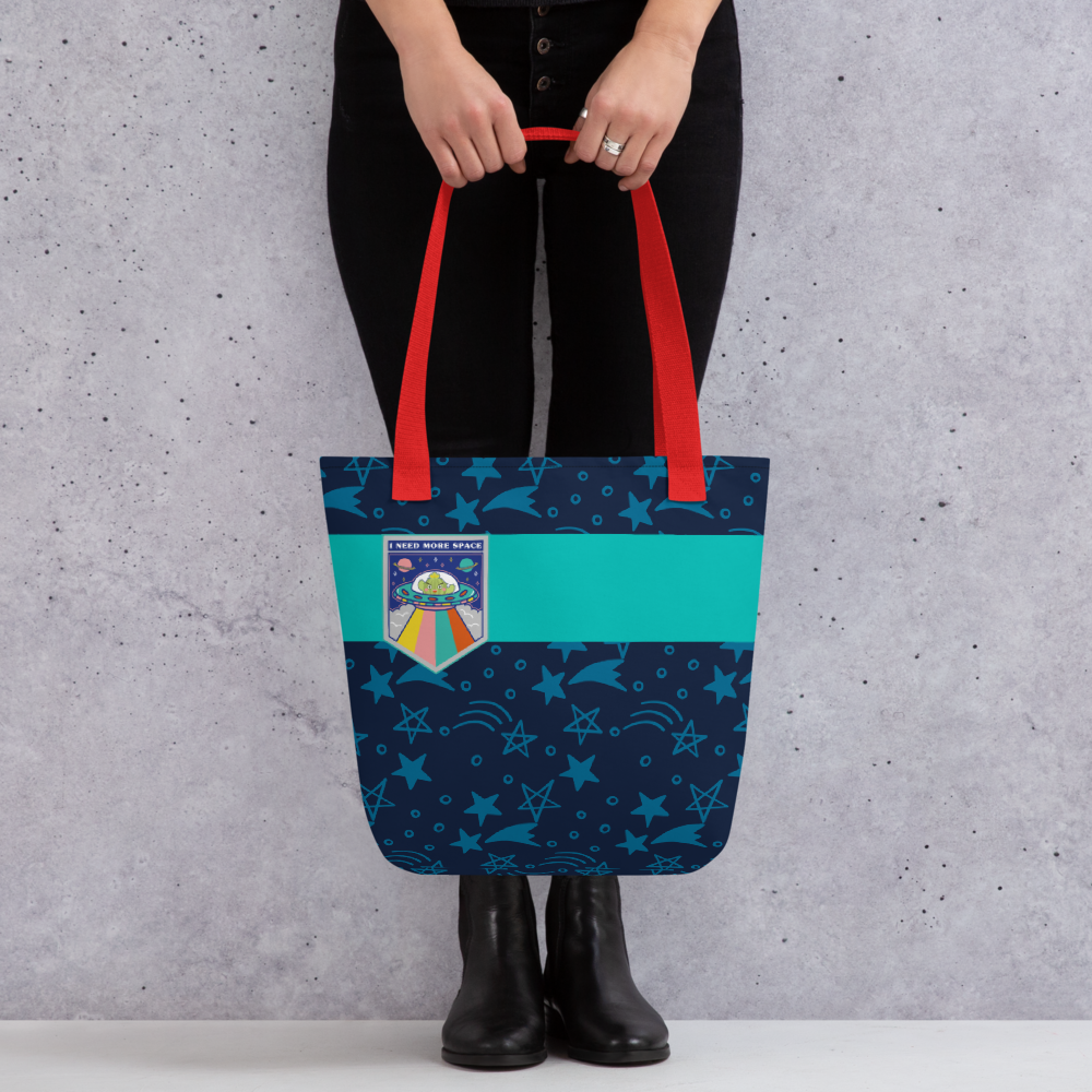 【Free Shipping】3 handle colors | Little Cactus Go to Space | Tote bag
