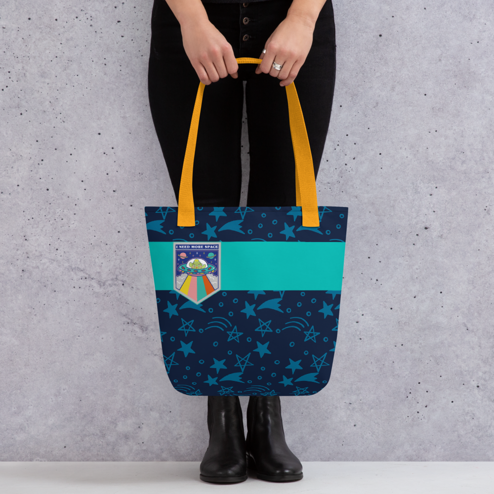 【Free Shipping】3 handle colors | Little Cactus Go to Space | Tote bag