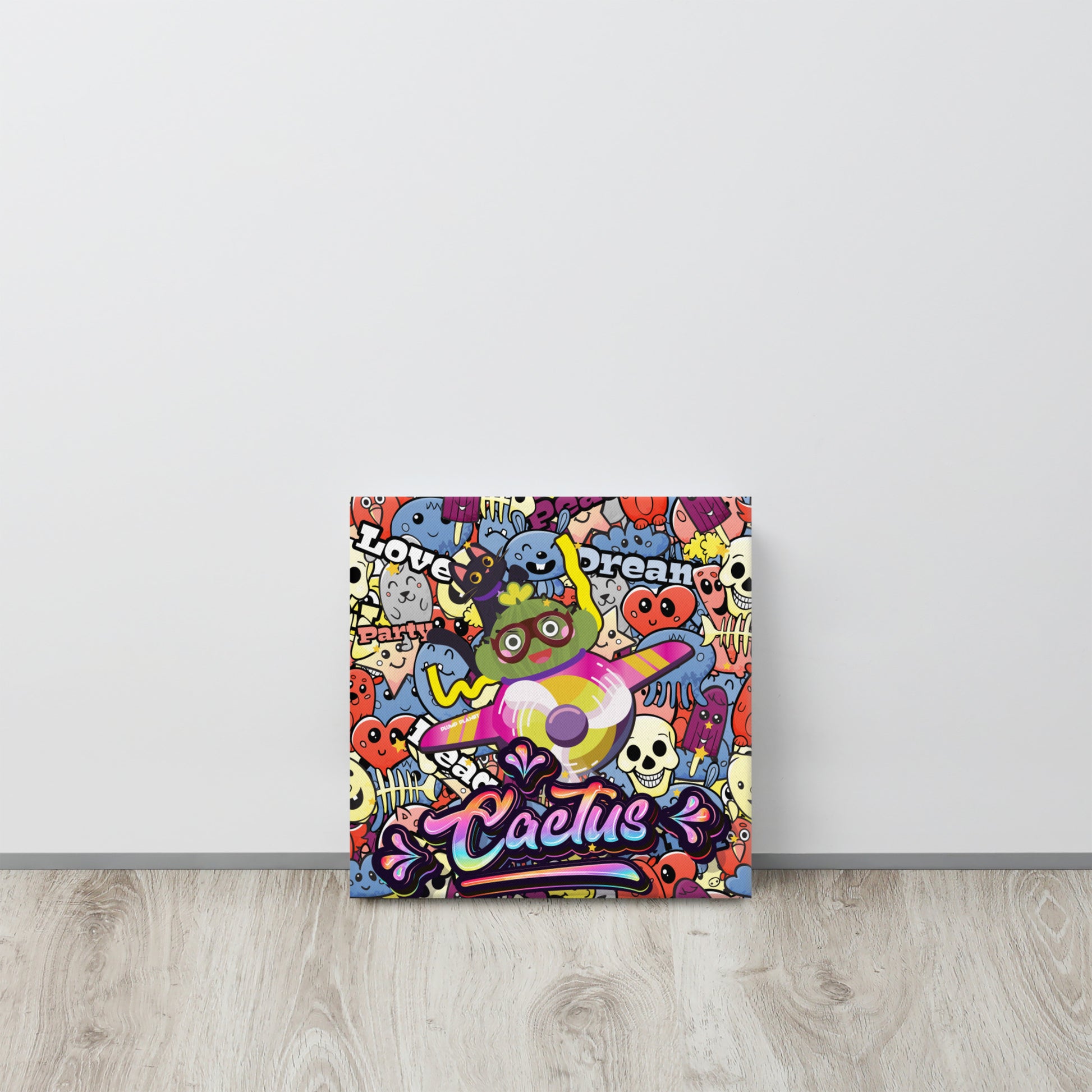 Cactus Flying in graffiti world | Canvas Paint 無框帆布數碼油畫