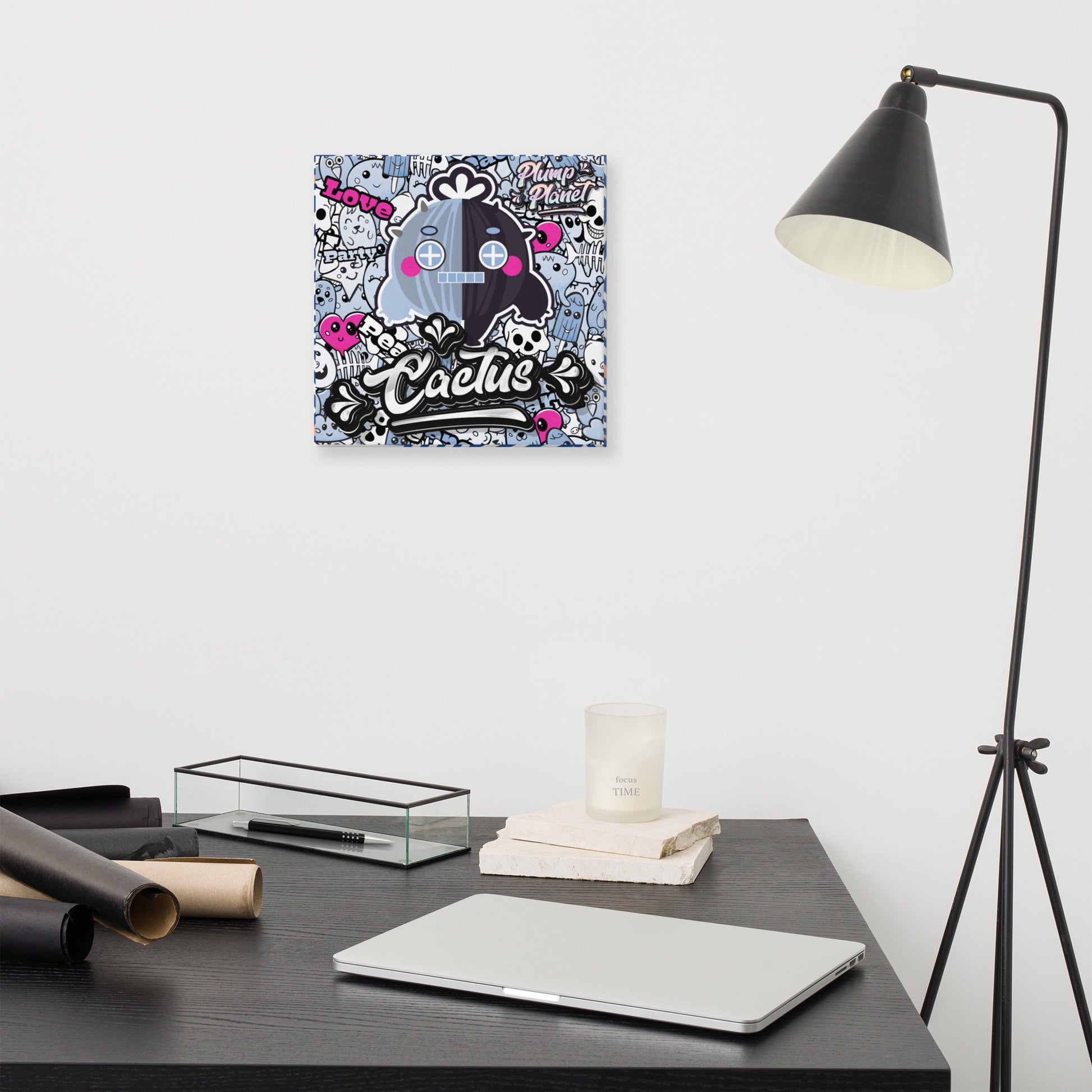 Robot Cactus in graffiti world | Canvas Paint Frameless Canvas Digital Oil Painting 