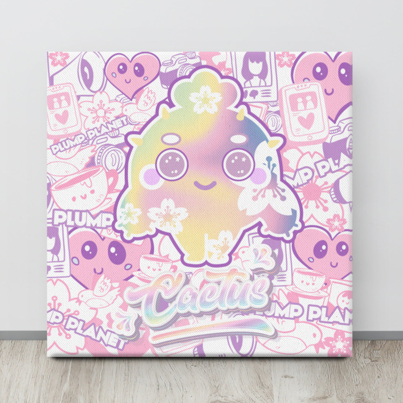 Pink Sakura Cactus | Canvas Paint Frameless Canvas Digital Oil Painting