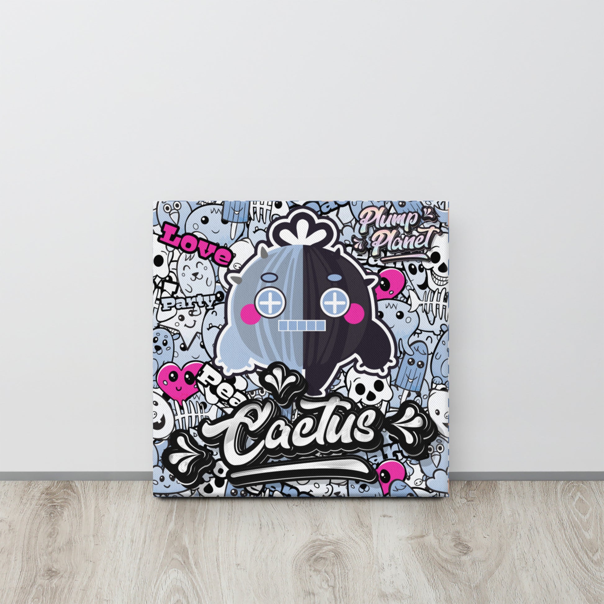Robot Cactus in graffiti world | Canvas Paint Frameless Canvas Digital Oil Painting 