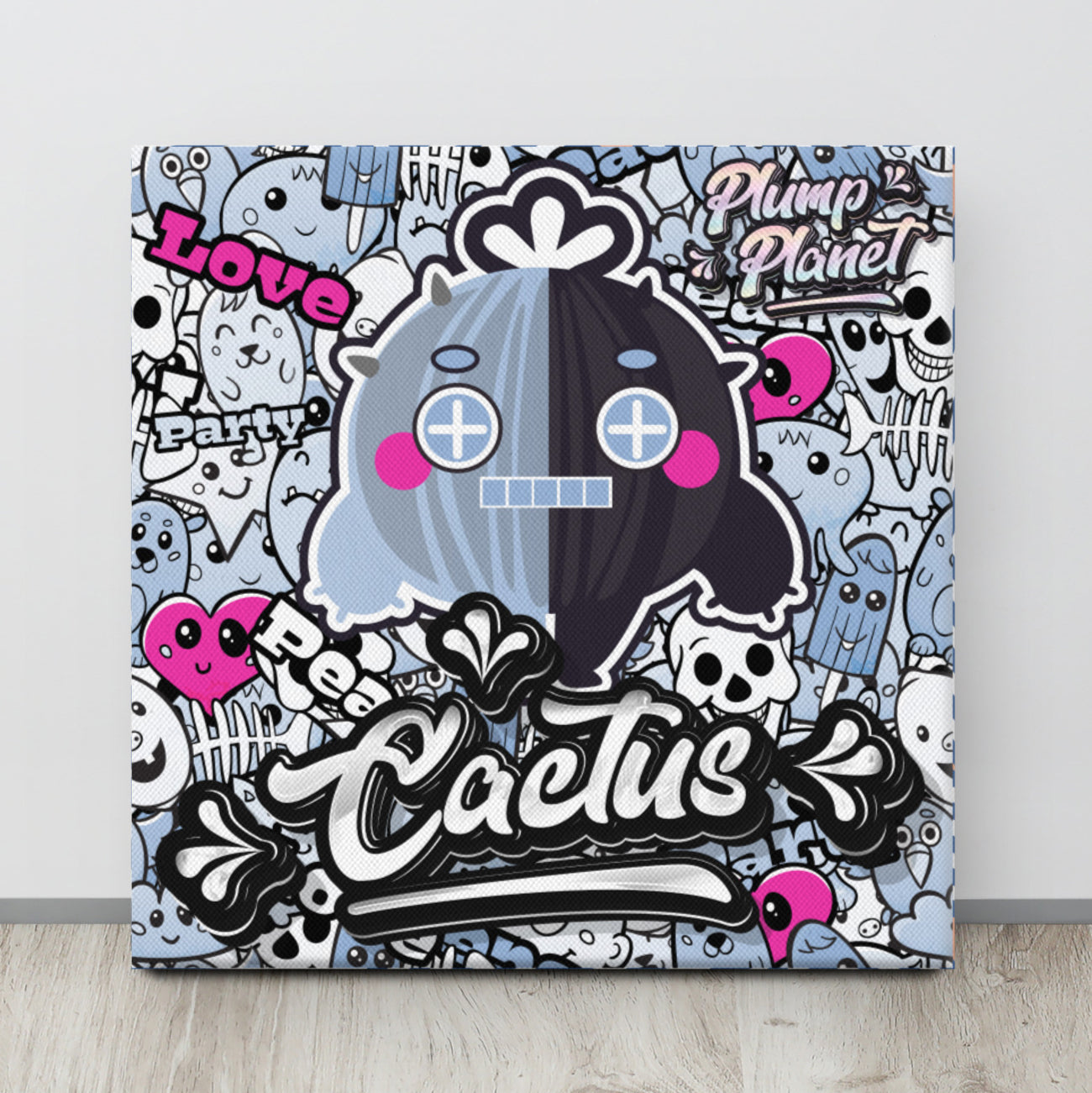 Robot Cactus in graffiti world | Canvas Paint Frameless Canvas Digital Oil Painting 