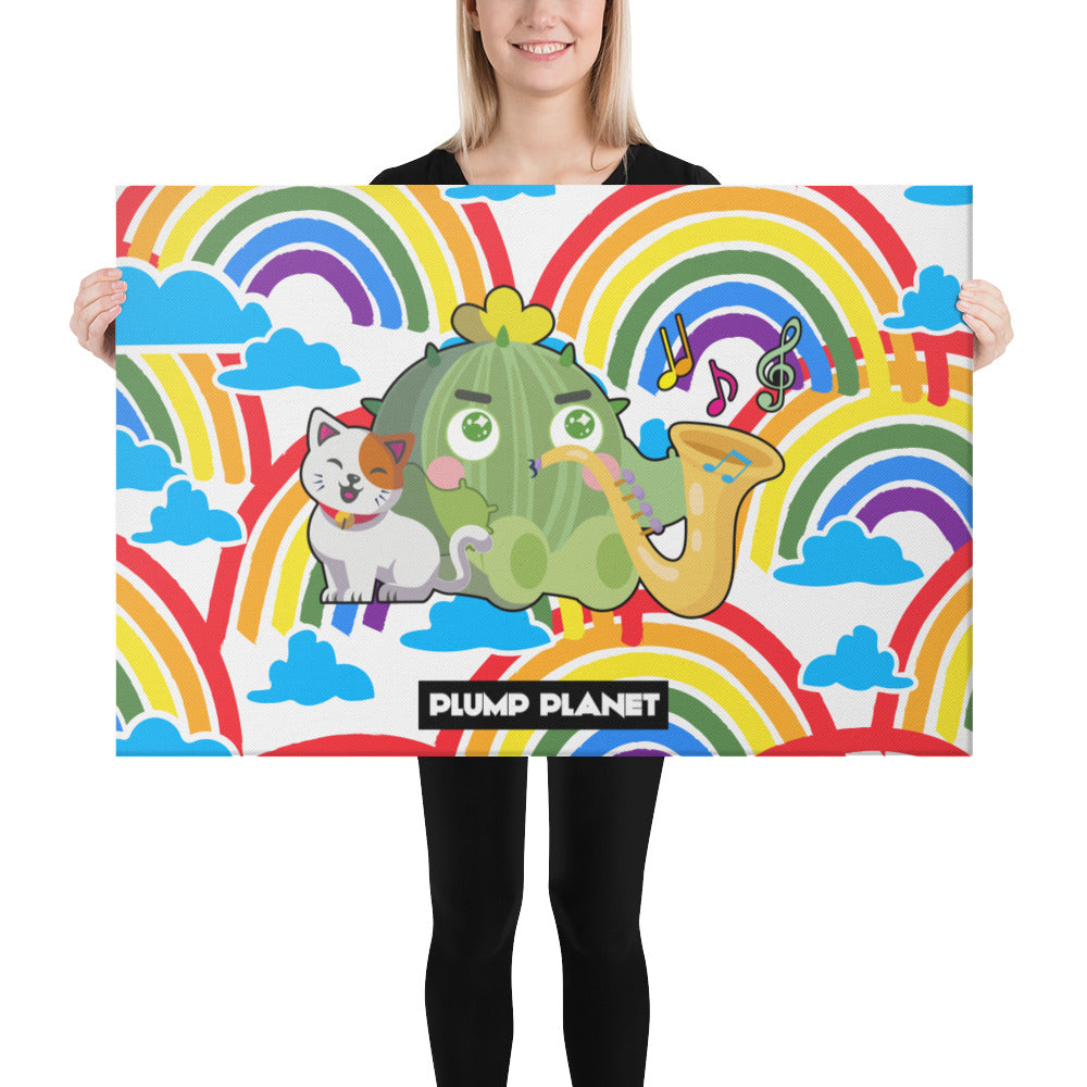 Rainbow Cactus Playing Music | Canvas Paint 無框帆布數碼油畫