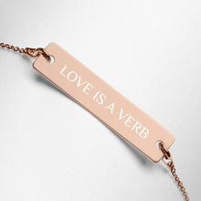 画像をギャラリービューアに読み込む, 【Free Shipping】Love is a VERB Engraved Silver Bar Chain Bracelet 雕刻銀條鏈手鍊
