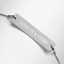 画像をギャラリービューアに読み込む, 【Free Shipping】Love is a VERB Engraved Silver Bar Chain Bracelet 雕刻銀條鏈手鍊

