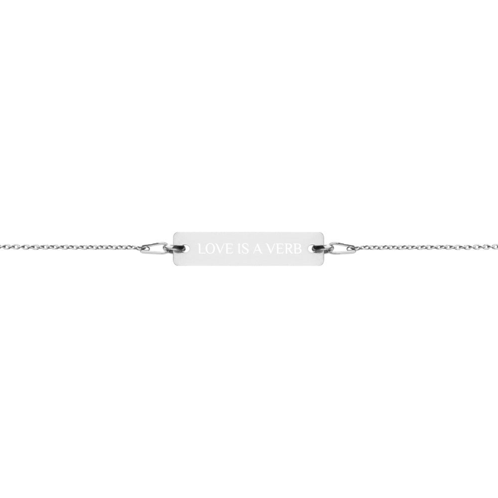 【Free Shipping】Love is a VERB Engraved Silver Bar Chain Bracelet 雕刻銀條鏈手鍊