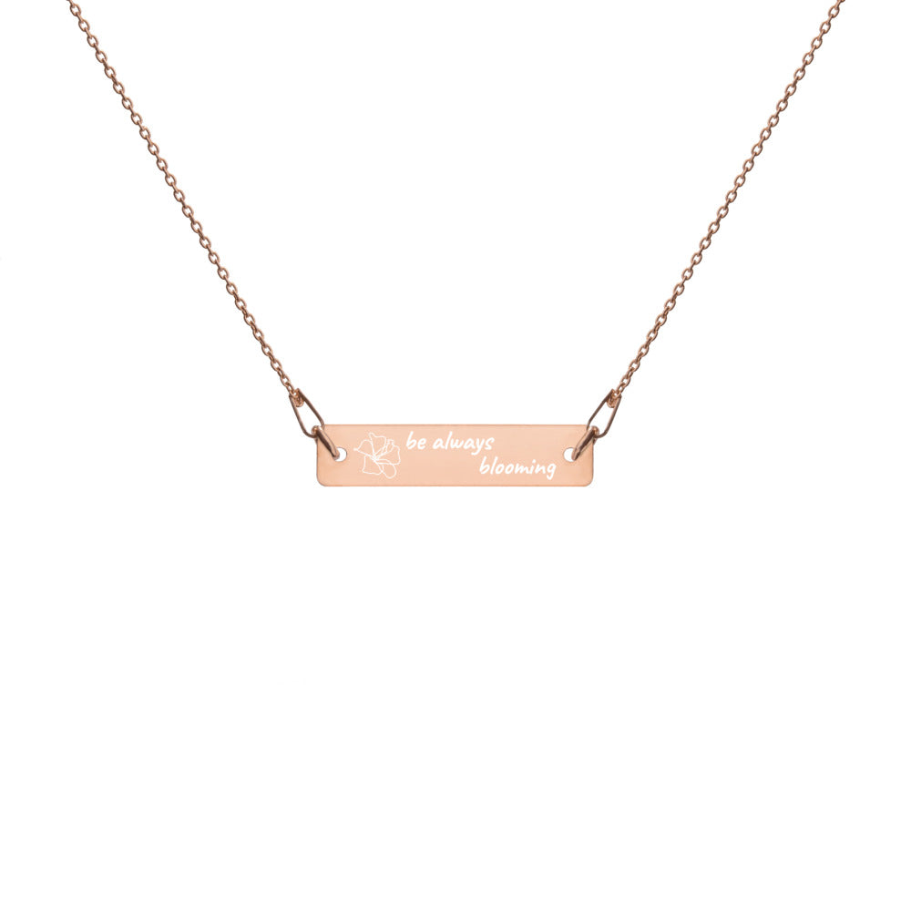【Free Shipping】雕刻銀條鏈項鍊 Engraved Silver Bar Chain Necklace