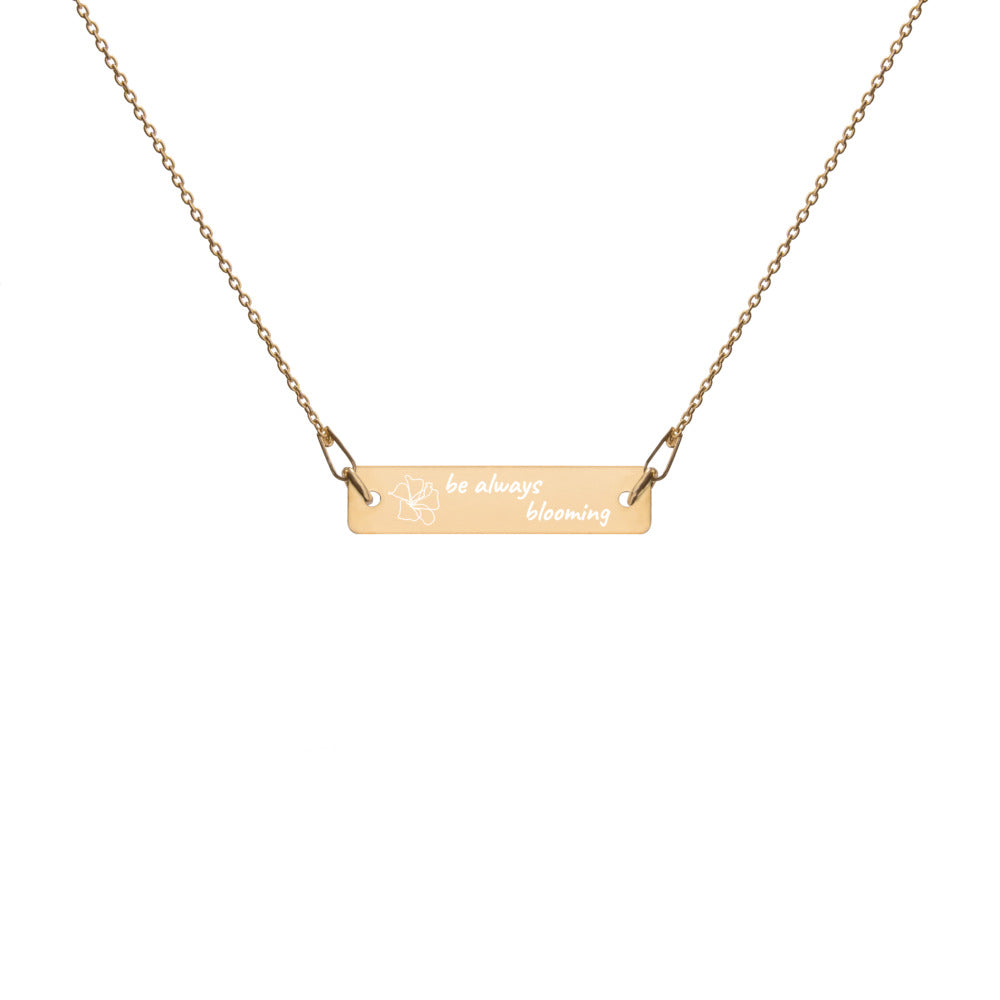 【Free Shipping】雕刻銀條鏈項鍊 Engraved Silver Bar Chain Necklace