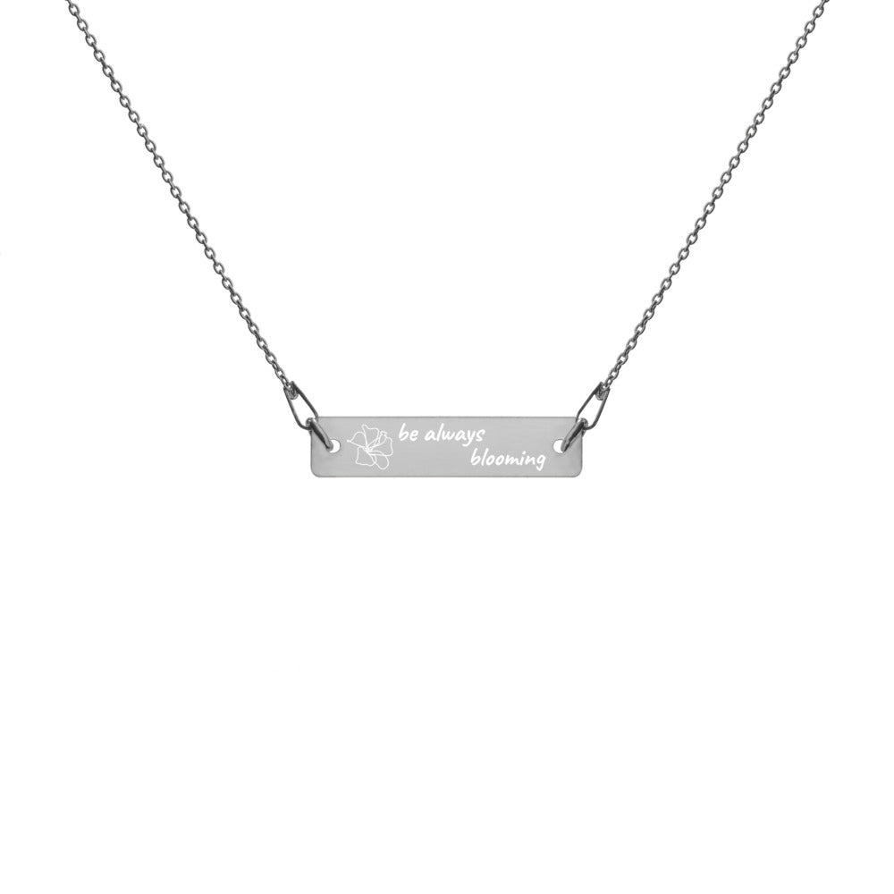【Free Shipping】雕刻銀條鏈項鍊 Engraved Silver Bar Chain Necklace