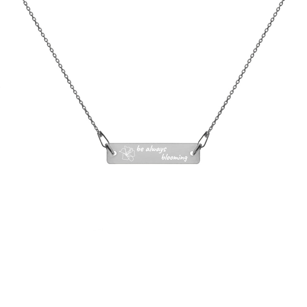 【Free Shipping】雕刻銀條鏈項鍊 Engraved Silver Bar Chain Necklace