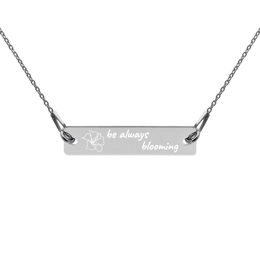 【Free Shipping】雕刻銀條鏈項鍊 Engraved Silver Bar Chain Necklace