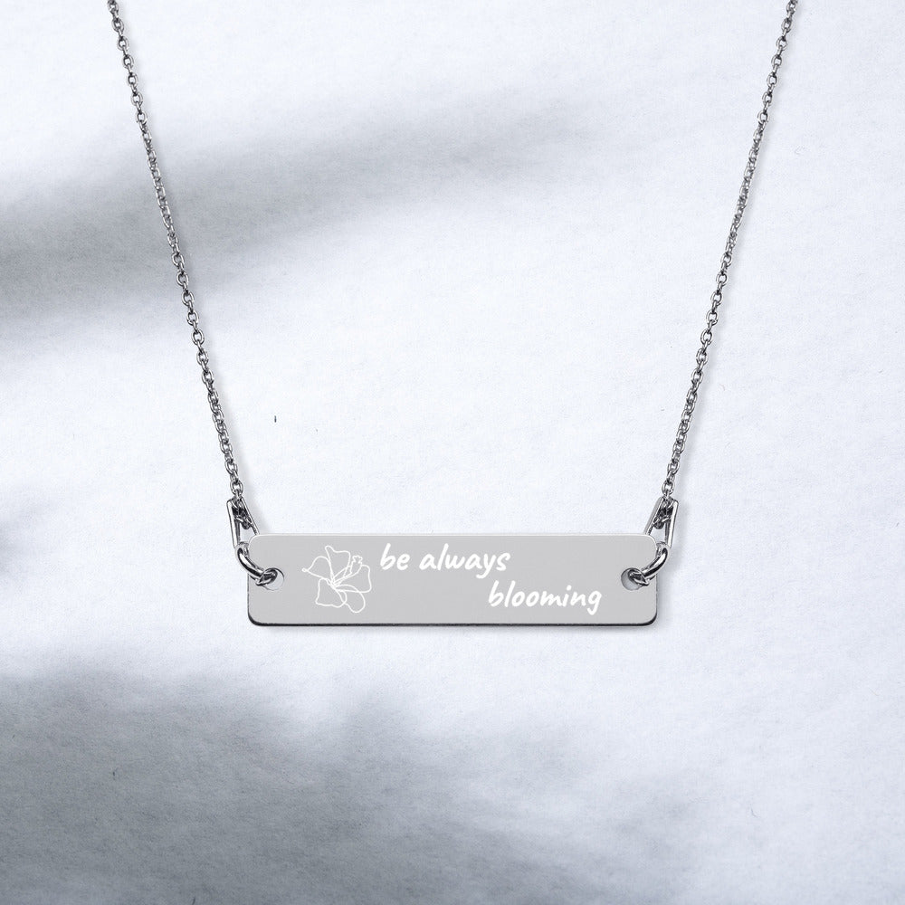 【Free Shipping】雕刻銀條鏈項鍊 Engraved Silver Bar Chain Necklace