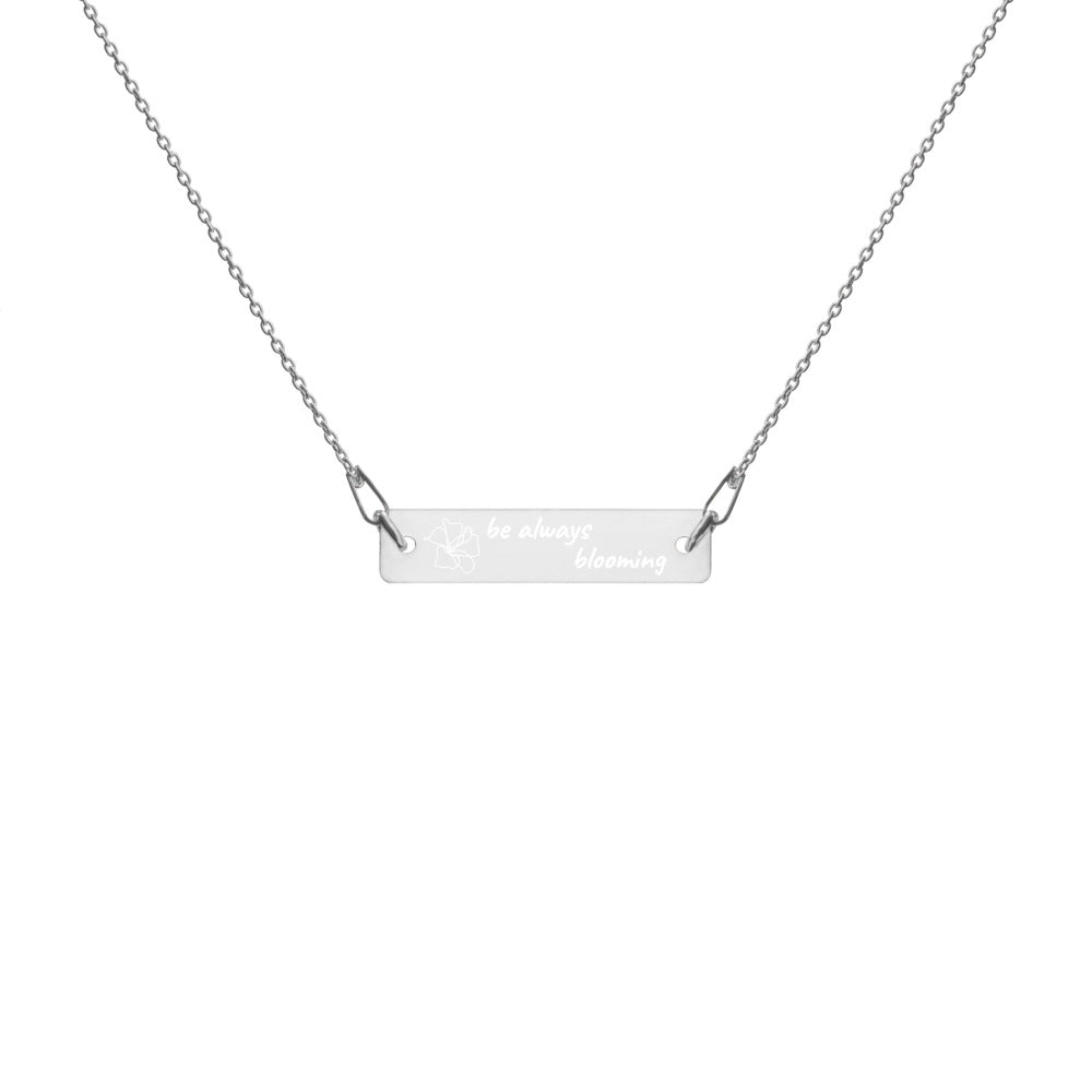【Free Shipping】雕刻銀條鏈項鍊 Engraved Silver Bar Chain Necklace