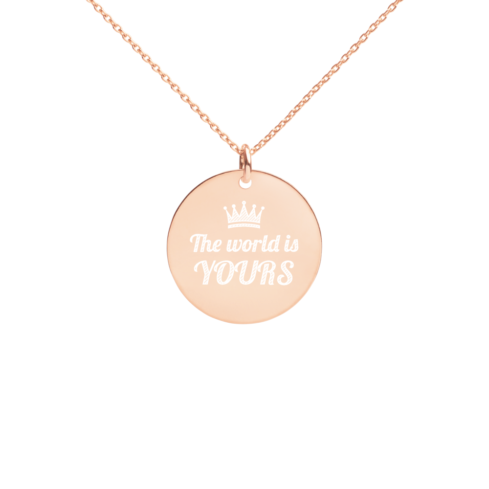 【Free Shipping】The World is Yours Engraved Silver Disc Necklace 雕刻純銀圓形項鍊