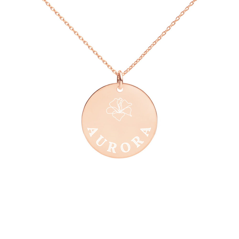 【Free Shipping】Aurora Engraved Silver Disc Necklace 極光雕刻純銀圓形項鍊