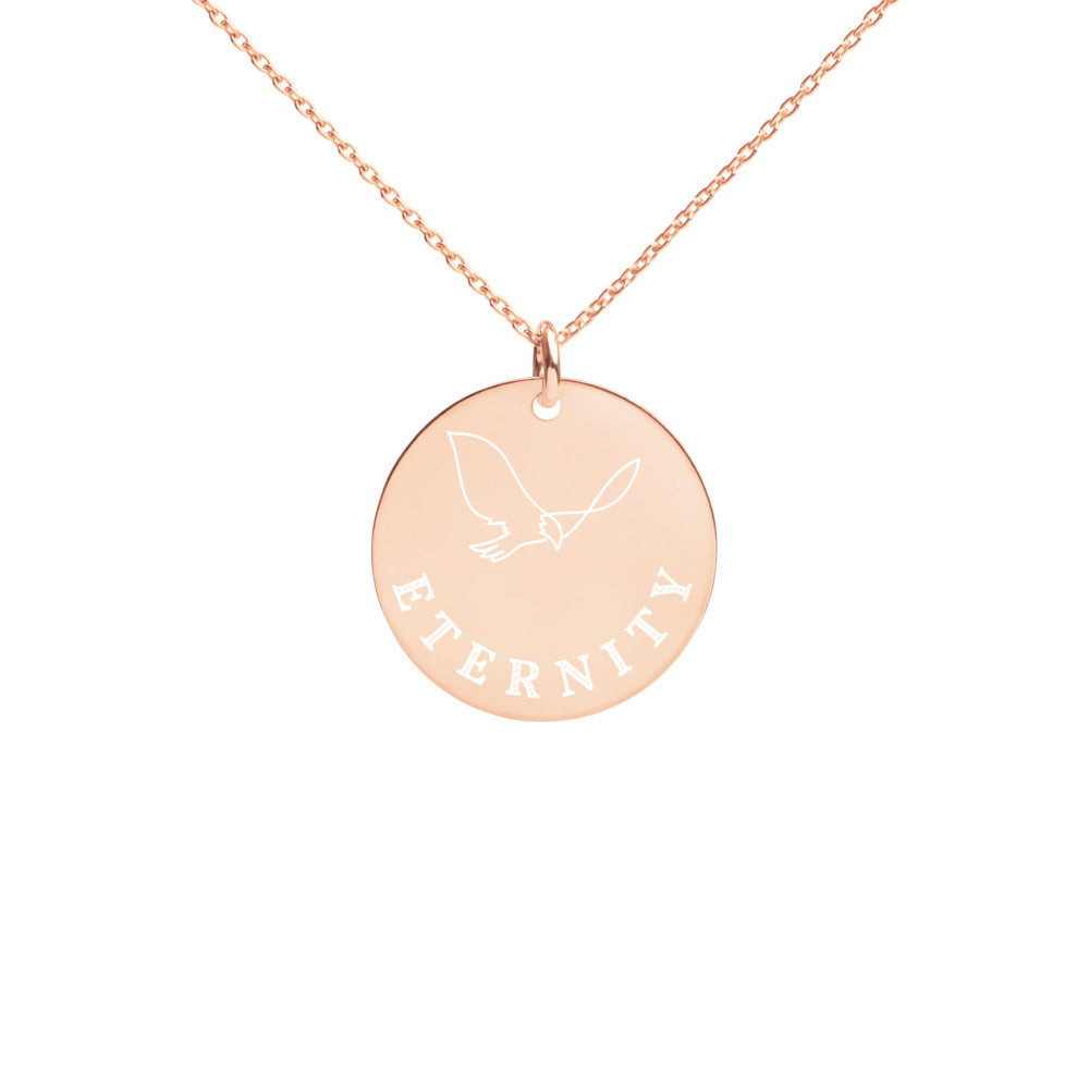 【Free Shipping】永恆 Eternity  | 雕刻純銀圓形項鍊 Engraved Silver Disc Necklace