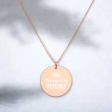 將圖片載入圖庫檢視器 【Free Shipping】The World is Yours Engraved Silver Disc Necklace 雕刻純銀圓形項鍊

