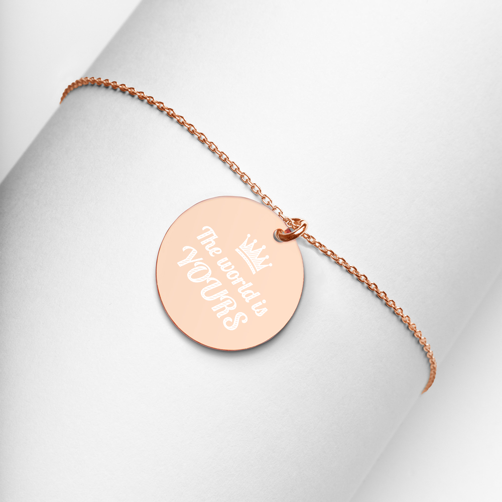 【Free Shipping】The World is Yours Engraved Silver Disc Necklace 雕刻純銀圓形項鍊