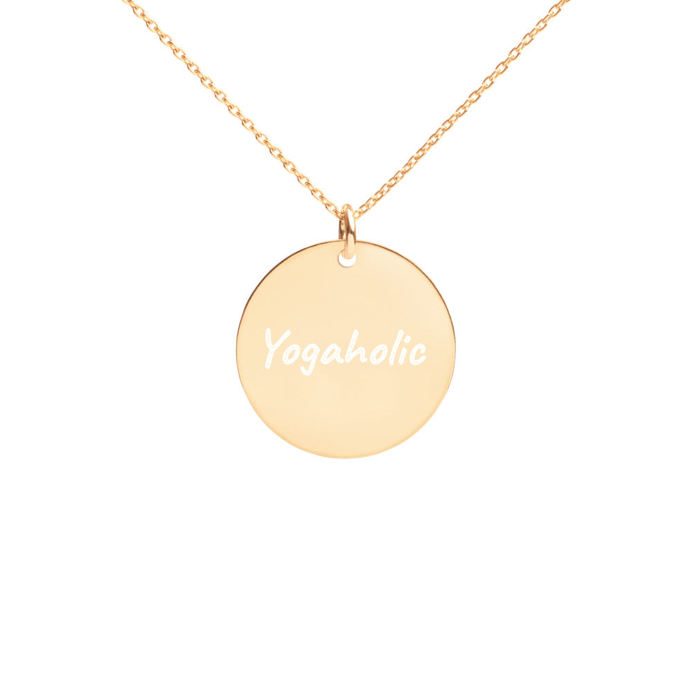 【Free Shipping】Yogaholic Engraved Silver Disc Necklace 雕刻純銀圓形項鍊