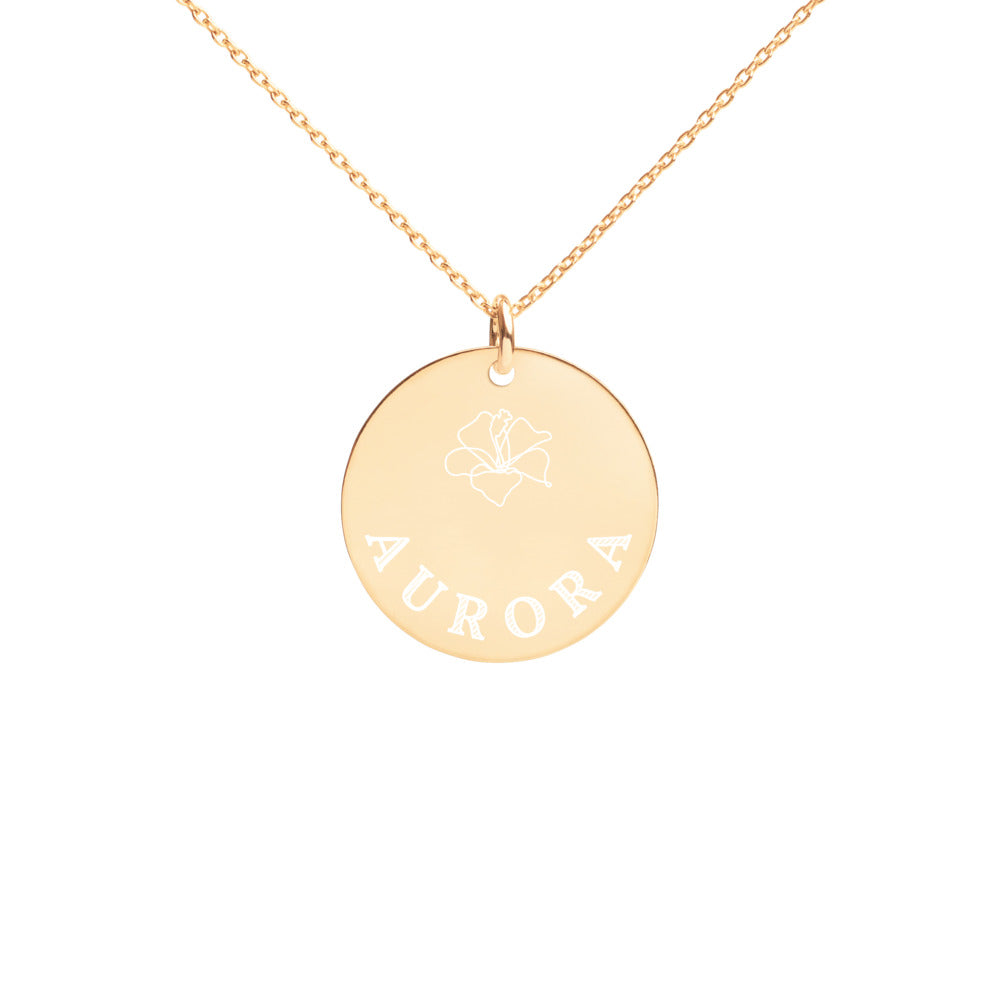 【Free Shipping】Aurora Engraved Silver Disc Necklace 極光雕刻純銀圓形項鍊