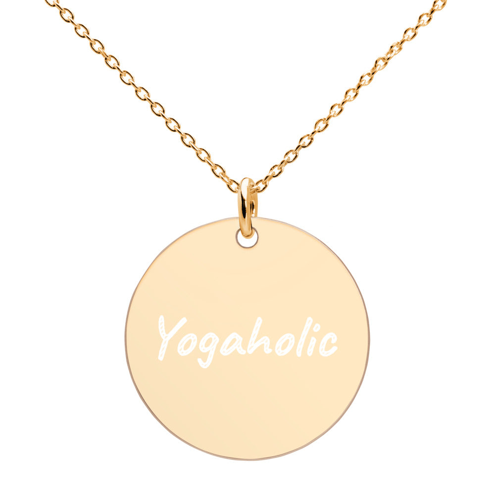 【Free Shipping】Yogaholic Engraved Silver Disc Necklace 雕刻純銀圓形項鍊