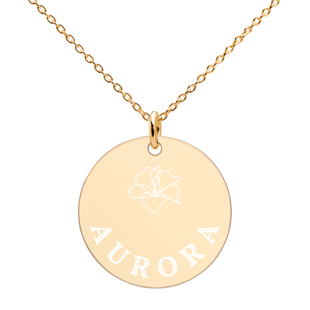 【Free Shipping】Aurora Engraved Silver Disc Necklace 極光雕刻純銀圓形項鍊