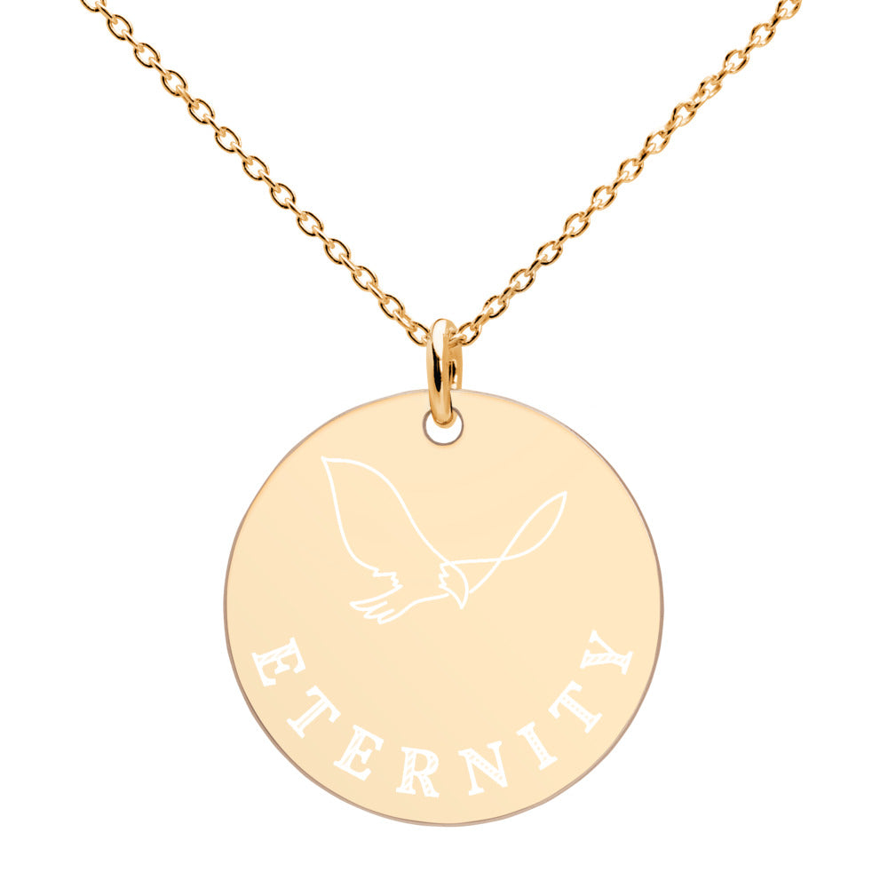 【Free Shipping】Eternal Eternity | Engraved Sterling Silver Round Necklace Engraved Silver Disc Necklace 