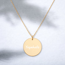 Load image into Gallery viewer, 【Free Shipping】Yogaholic Engraved Silver Disc Necklace Engraved Sterling Silver Round Necklace
