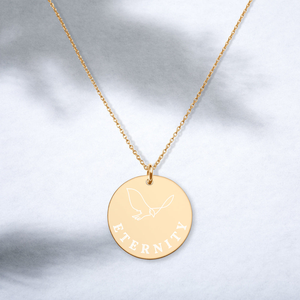 【Free Shipping】Eternal Eternity | Engraved Sterling Silver Round Necklace Engraved Silver Disc Necklace 