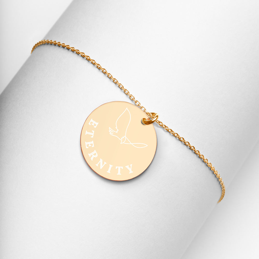【Free Shipping】Eternal Eternity | Engraved Sterling Silver Round Necklace Engraved Silver Disc Necklace 