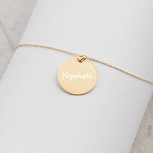 Load image into Gallery viewer, 【Free Shipping】Yogaholic Engraved Silver Disc Necklace Engraved Sterling Silver Round Necklace
