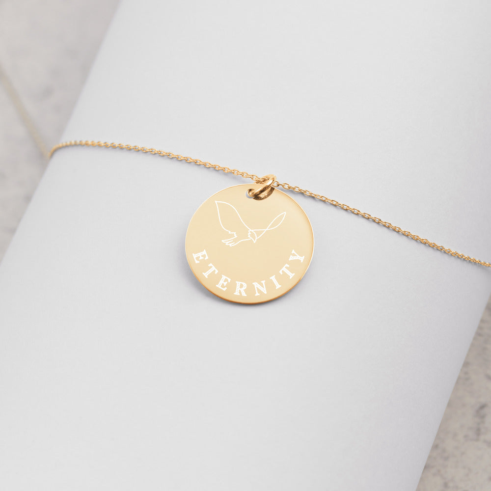 【Free Shipping】Eternal Eternity | Engraved Sterling Silver Round Necklace Engraved Silver Disc Necklace 