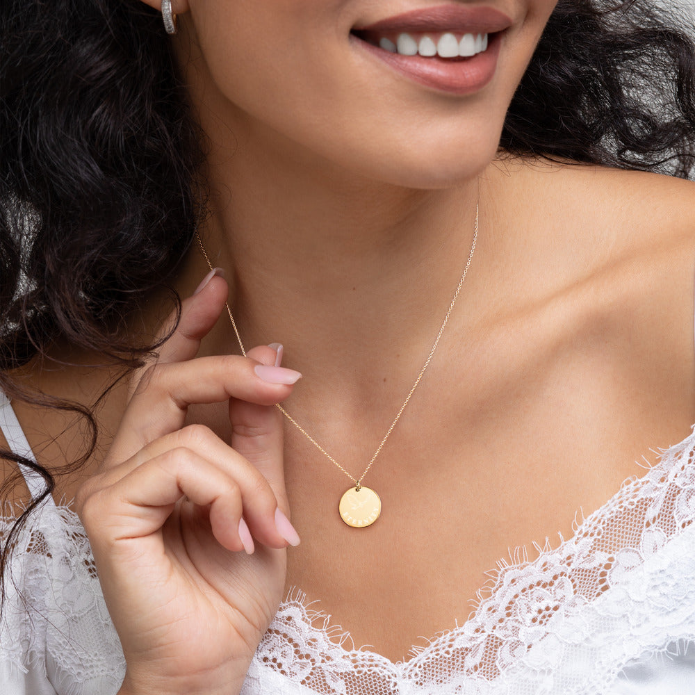 【Free Shipping】Eternal Eternity | Engraved Sterling Silver Round Necklace Engraved Silver Disc Necklace 