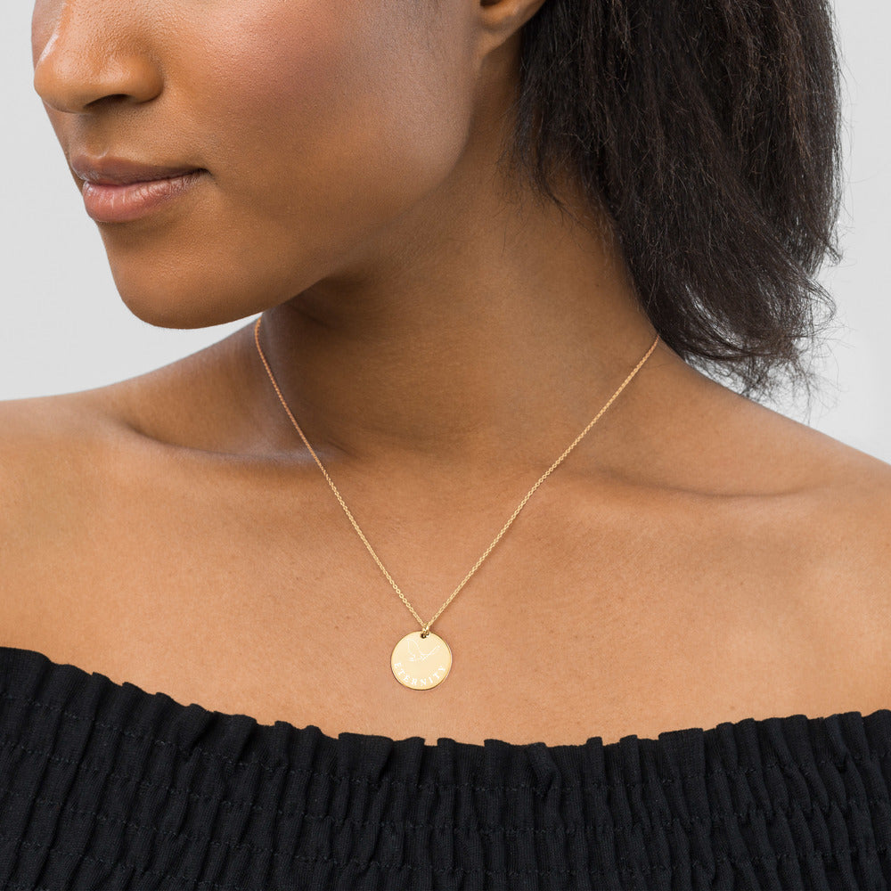 【Free Shipping】Eternal Eternity | Engraved Sterling Silver Round Necklace Engraved Silver Disc Necklace 