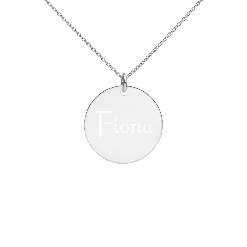 【Free Shipping】Name Customized Name Free Engraved Silver Disc Necklace