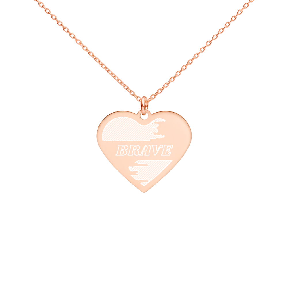 【Free Shipping】 BRAVE | Engraved Silver Heart Necklace 雕刻純銀心形項鍊
