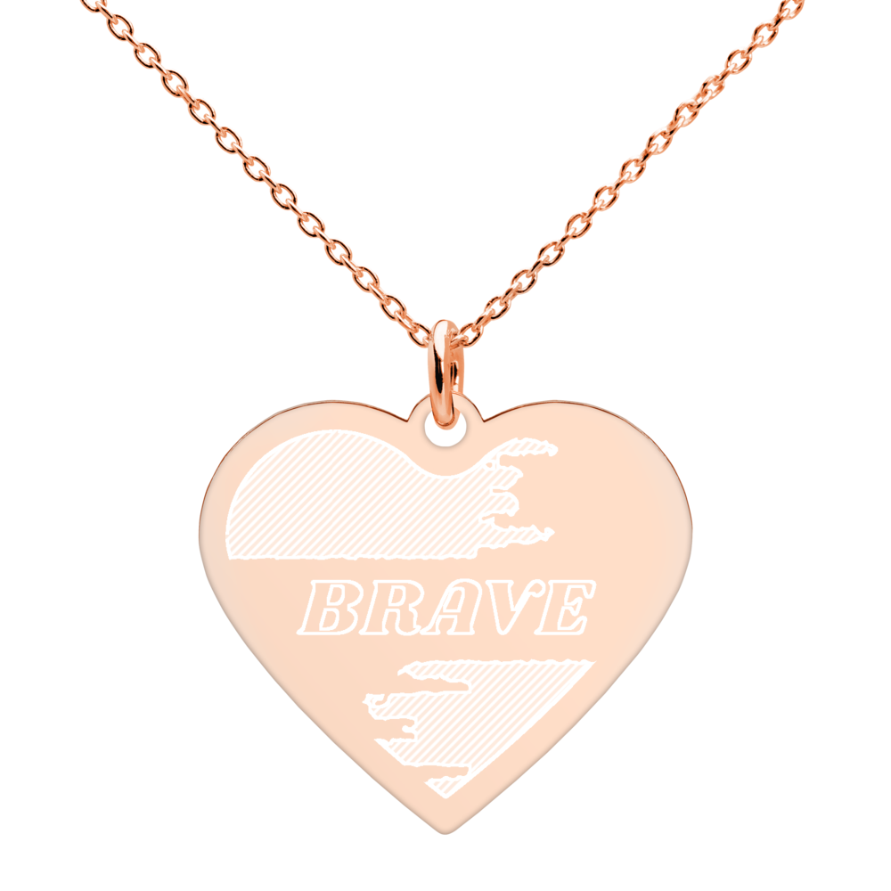 【Free Shipping】 BRAVE | Engraved Silver Heart Necklace 雕刻純銀心形項鍊