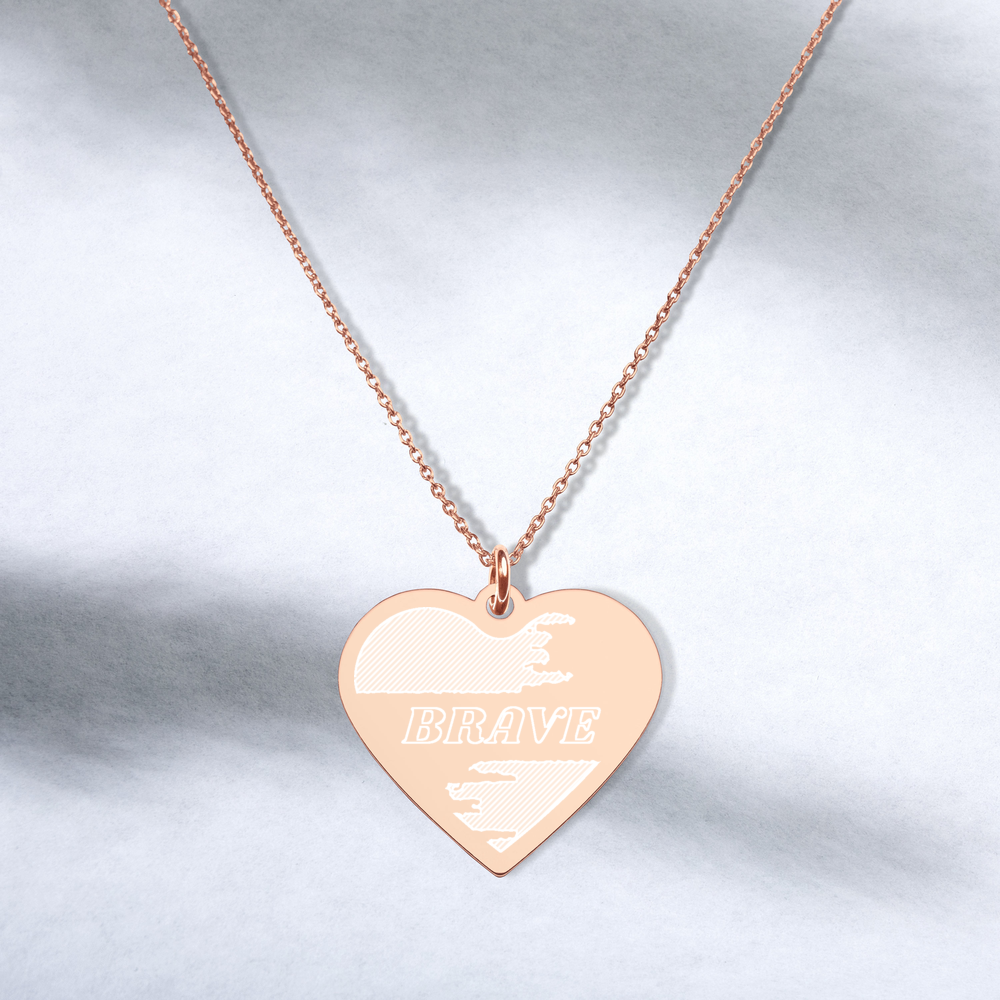 【Free Shipping】 BRAVE | Engraved Silver Heart Necklace 雕刻純銀心形項鍊