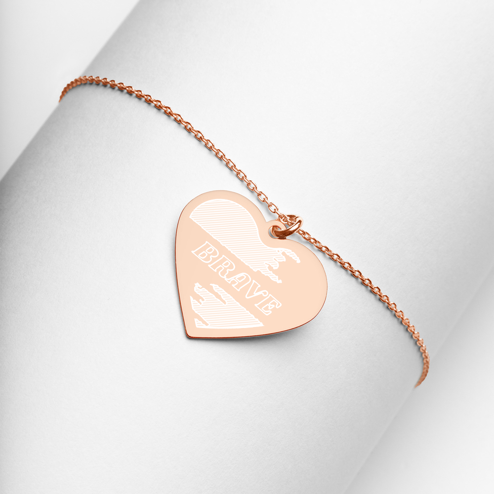 【Free Shipping】 BRAVE | Engraved Silver Heart Necklace 雕刻純銀心形項鍊