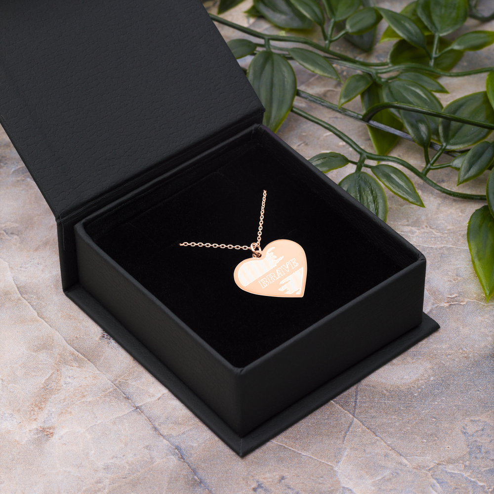 【Free Shipping】 BRAVE | Engraved Silver Heart Necklace 雕刻純銀心形項鍊