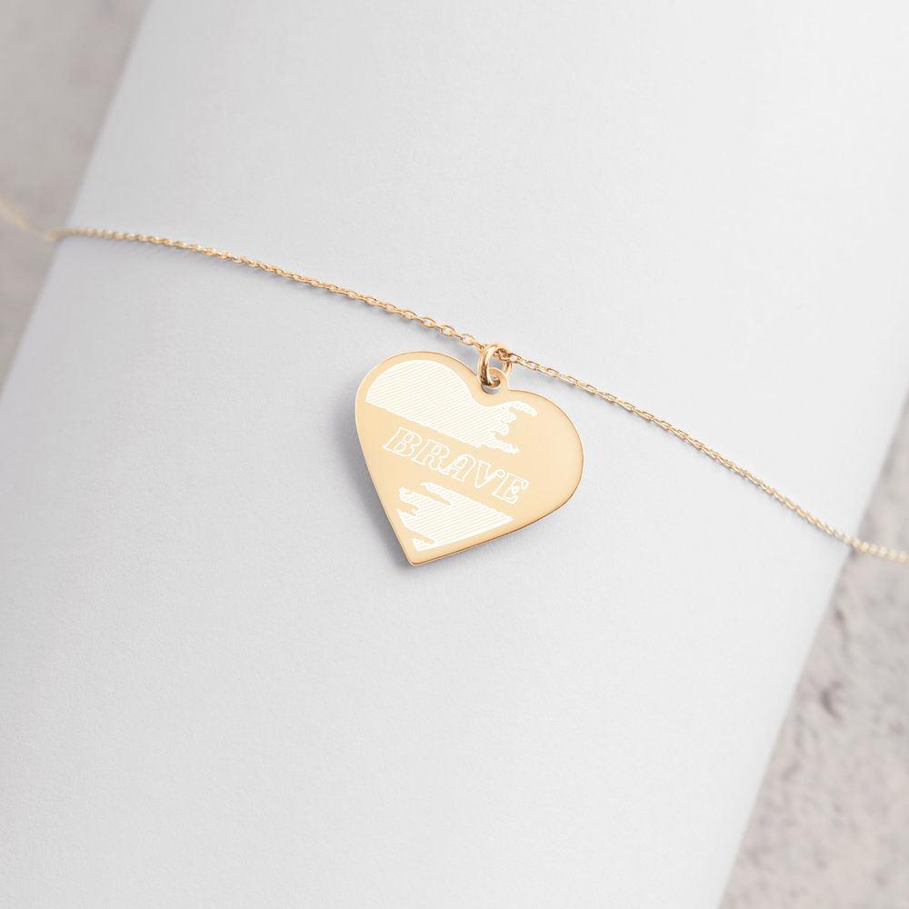 【Free Shipping】 BRAVE | Engraved Silver Heart Necklace 雕刻純銀心形項鍊