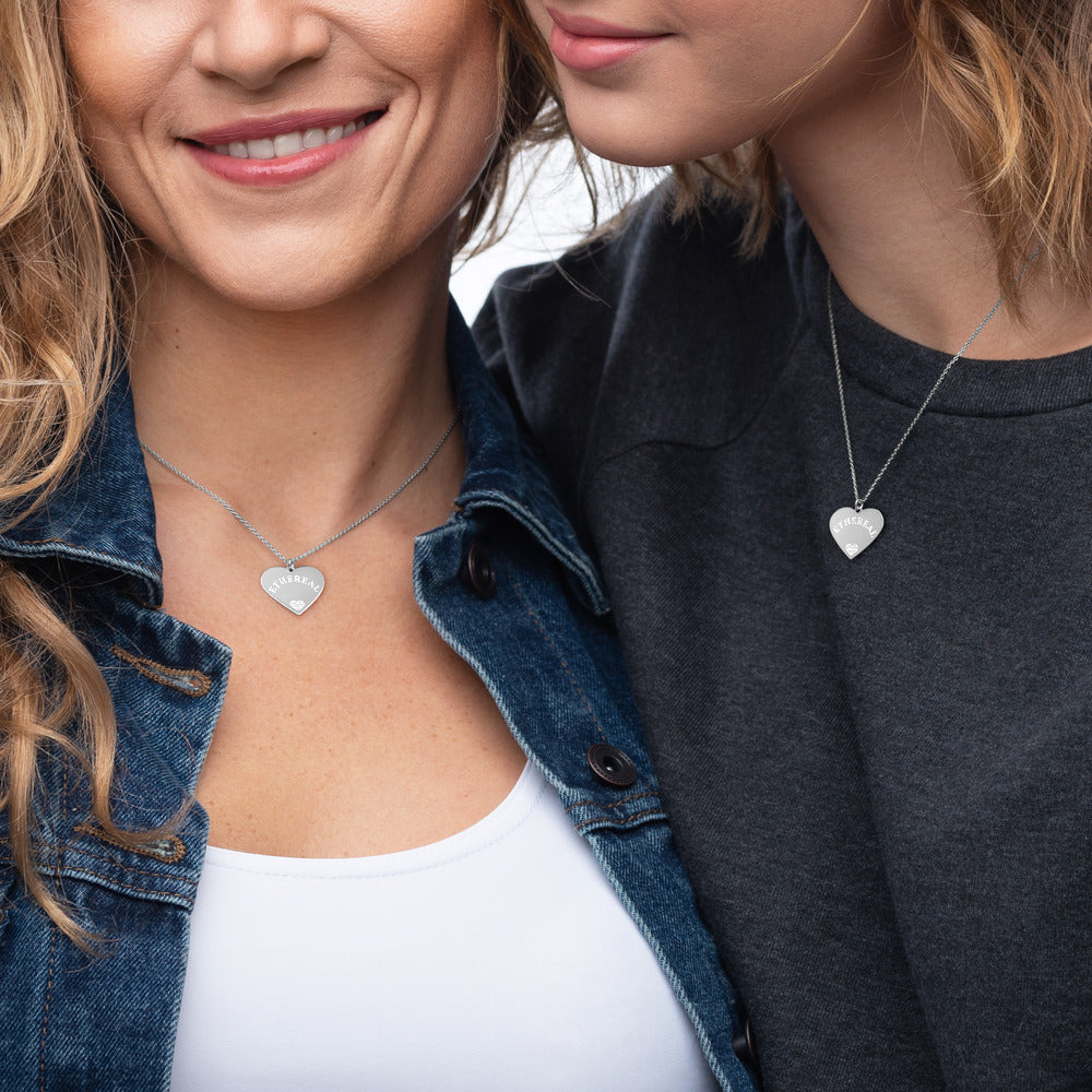 【Free Shipping】空靈 Ethereal | 雕刻純銀心形項鍊 Engraved Silver Heart Necklace