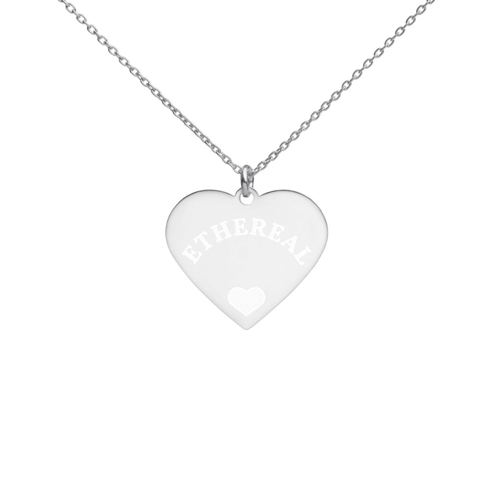 【Free Shipping】空靈 Ethereal | 雕刻純銀心形項鍊 Engraved Silver Heart Necklace