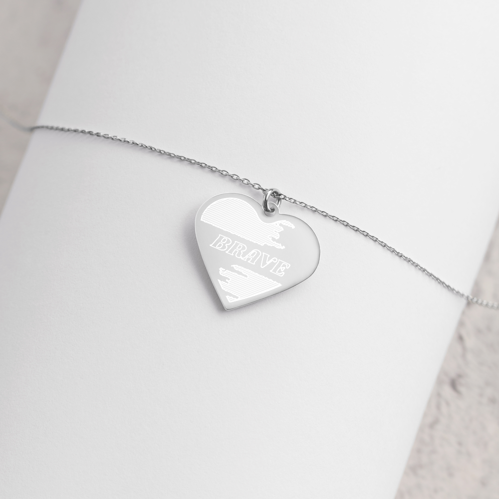 【Free Shipping】 BRAVE | Engraved Silver Heart Necklace 雕刻純銀心形項鍊