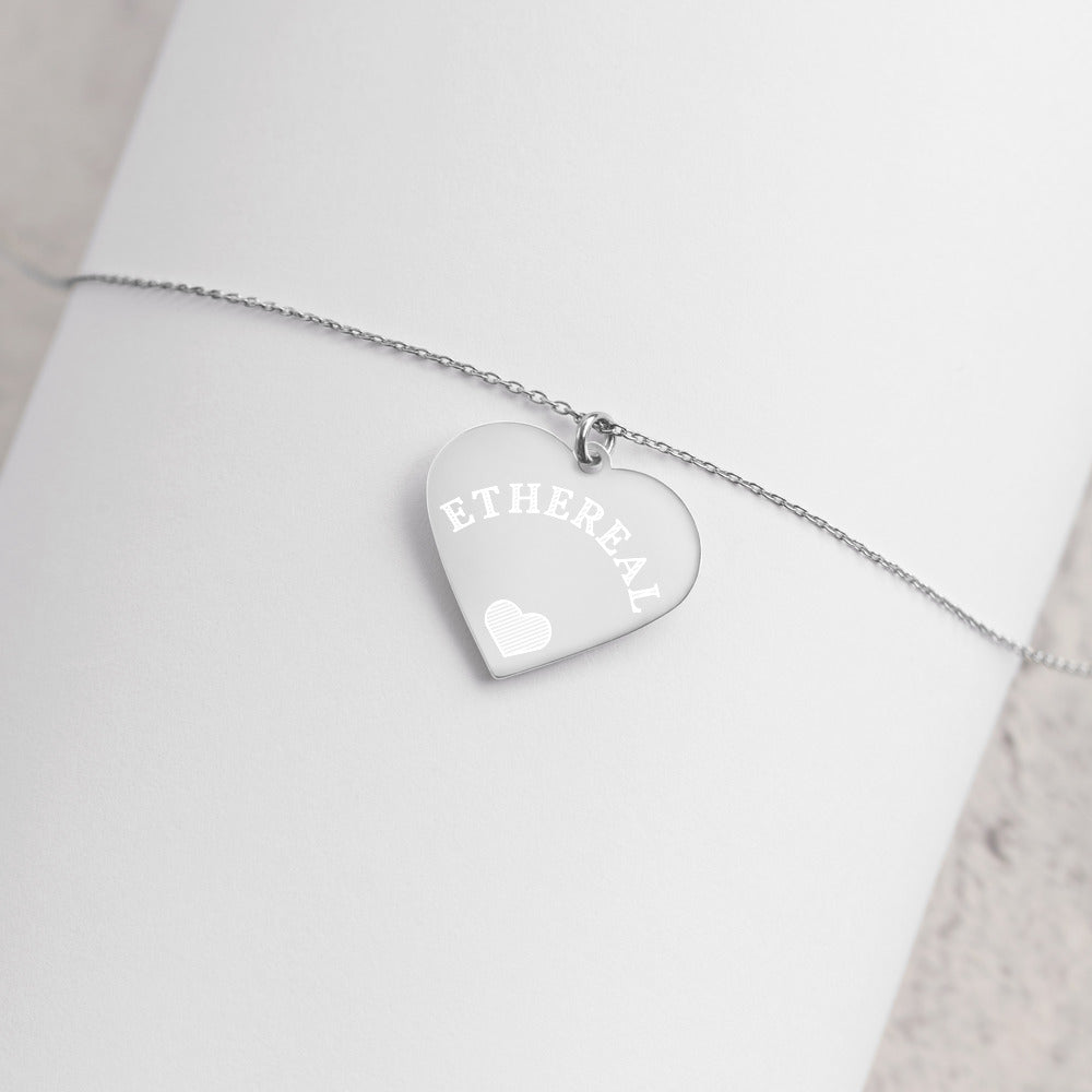 【Free Shipping】空靈 Ethereal | 雕刻純銀心形項鍊 Engraved Silver Heart Necklace