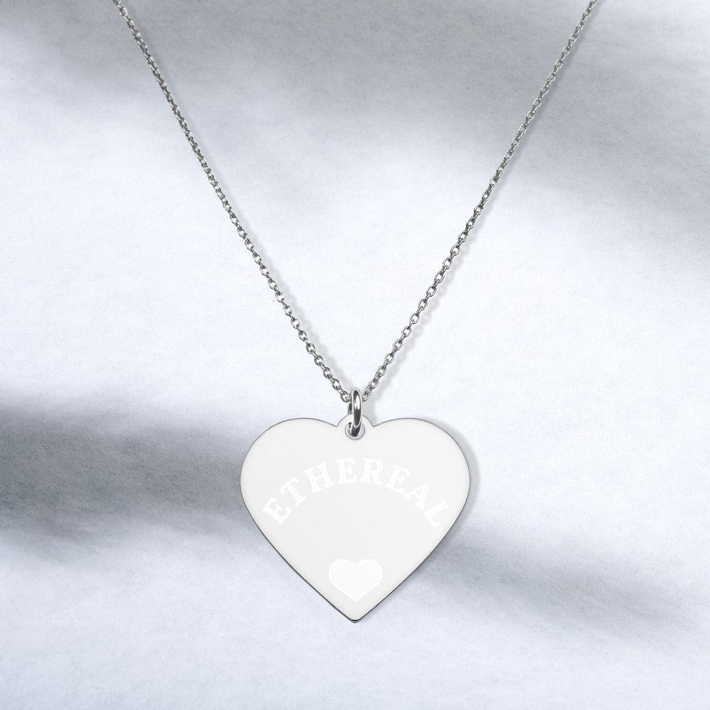 【Free Shipping】空靈 Ethereal | 雕刻純銀心形項鍊 Engraved Silver Heart Necklace